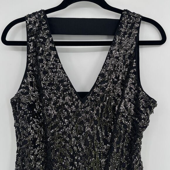 1. State Womens Dress Size Medium Black Sleeveless Sequin Cut Out Bodycon Mini - Picture 3 of 11